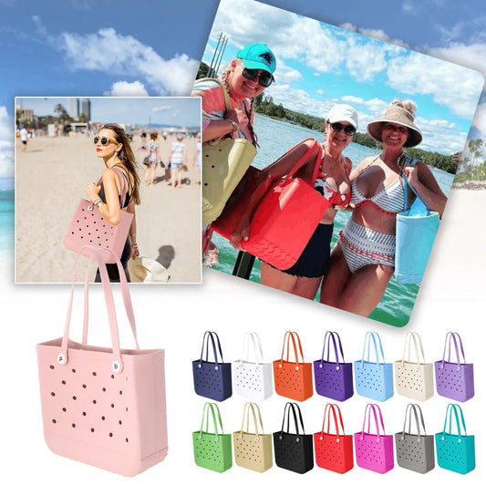 Extra Large Boggs Beach Bag Summer EVA Beach Basket Women Picnic Tote Bag Holes Waterproof Handbag Pouch Shopping Shoulder Bag