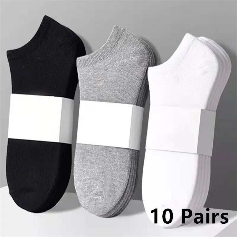 10 Paires Hommes Coton Bateau Chaussettes Nouveau Style Noir Blanc Gris D'affaires Bas Doux Respirant D'été pour Homme