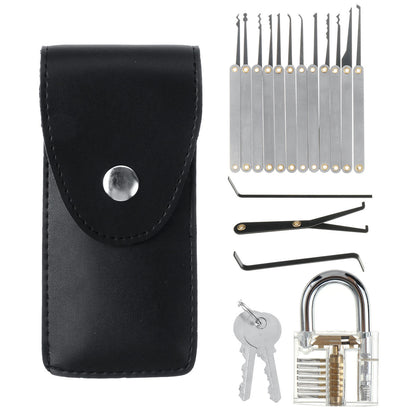 17-Piece Transparent Practice Padlock and Key Extractor Tool Set