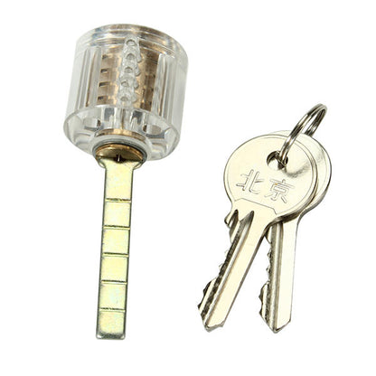 18-in-1 Stainless Steel Lock Pick Set with Transparent Padlock