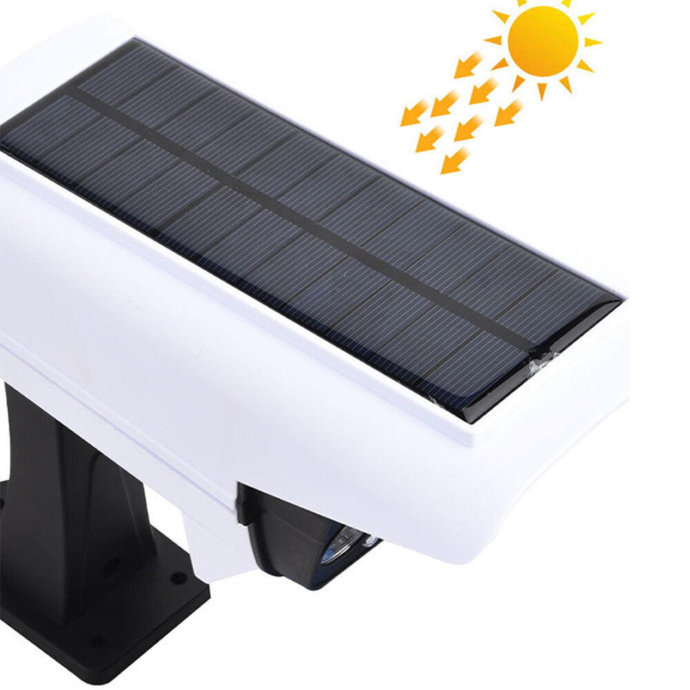 2-in-1 Solar-Powered Dummy Security Camera with Outdoor Spotlight