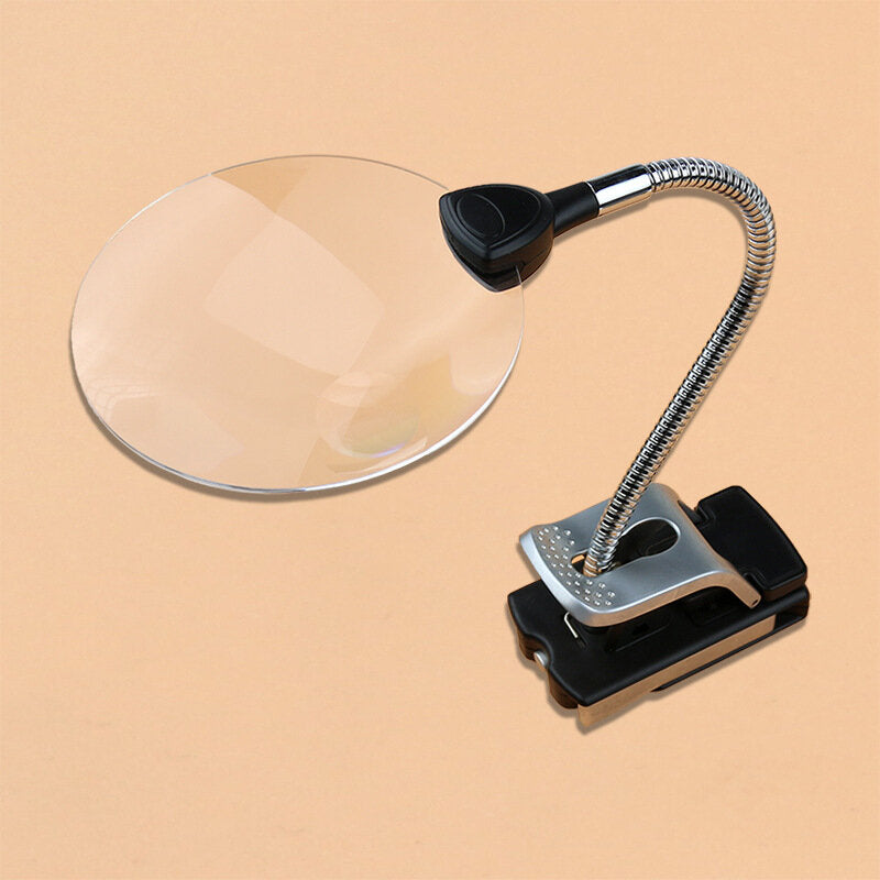 Wireless LED Desk Lamp with Clamp, 2.5X 8X Folding Magnifier