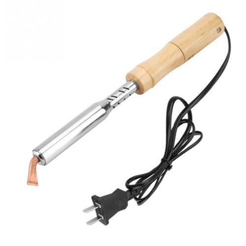 220V Electric Soldering Iron: Chisel Tip, Wood Handle, Ideal for Large Power Welding