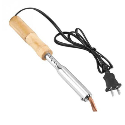 220V Electric Soldering Iron: Chisel Tip, Wood Handle, Ideal for Large Power Welding