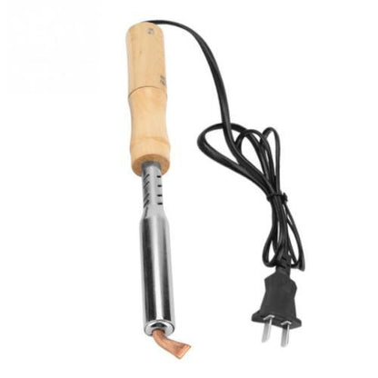 220V Electric Soldering Iron: Chisel Tip, Wood Handle, Ideal for Large Power Welding