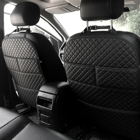 Universal Leather Car Seat Back Protector With Organizer Pocket & Kick Mat