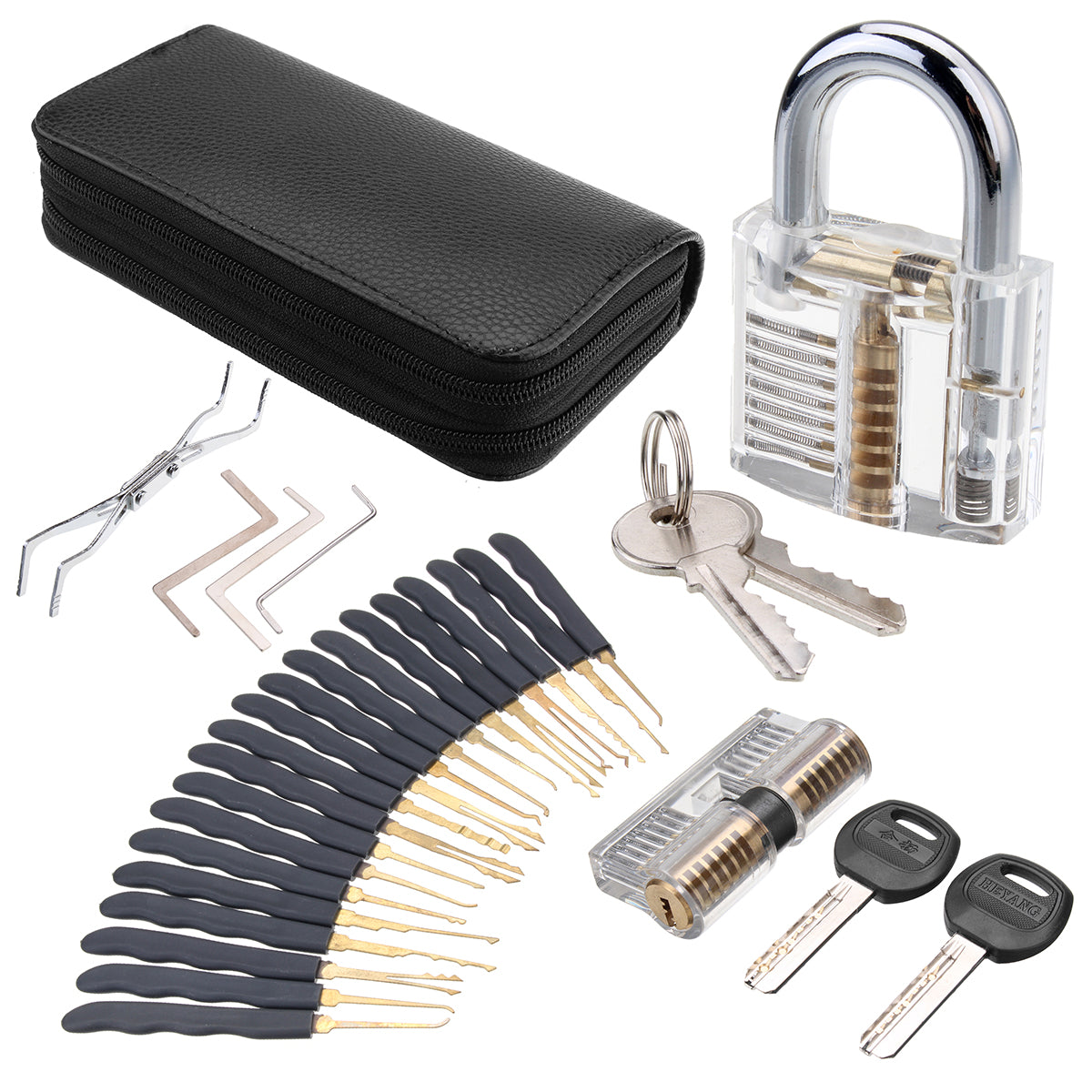 DANIU Transparent Practice Padlock Set – 24Pcs Locksmith Training Tools