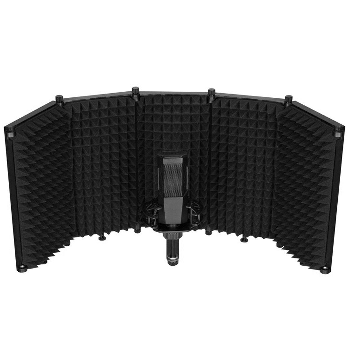 5-Panel Studio Microphone Isolation Shield with Acoustic Foam – Perfect for Recording and Broadcasting