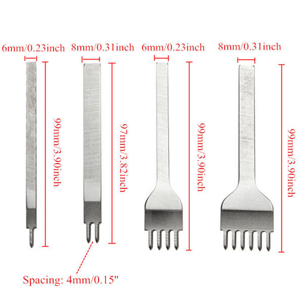 Leather Craft Hole Punches, 4mm Stitching Punch Tool Set