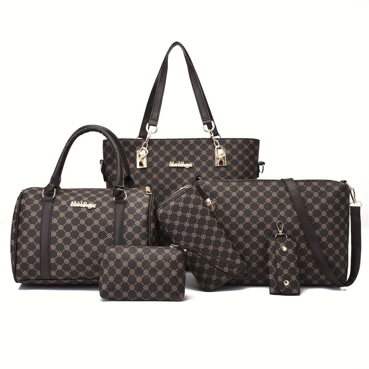 Versatile 6-Piece Faux Leather Bag Set - Trendy Tote, Crossbody, Handbag, & More for Daily Chic