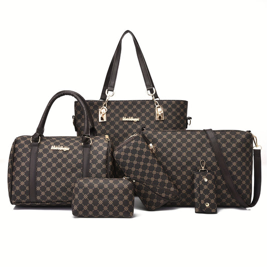 Versatile 6-Piece Faux Leather Bag Set - Trendy Tote, Crossbody, Handbag, & More for Daily Chic