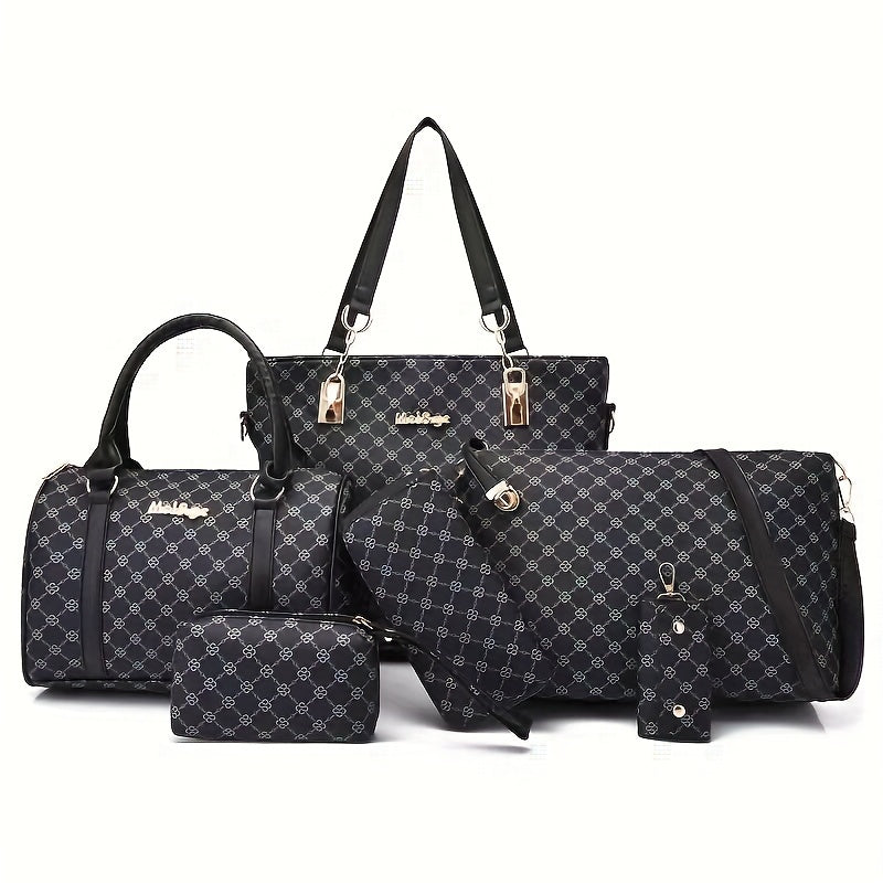 Versatile 6-Piece Faux Leather Bag Set - Trendy Tote, Crossbody, Handbag, & More for Daily Chic