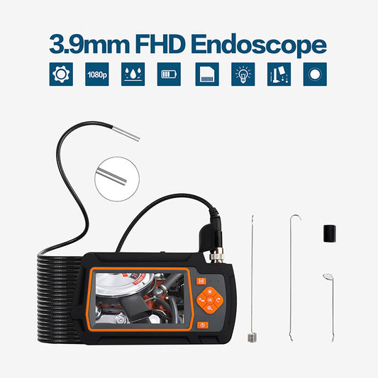 1080P HD Borescope Camera with Adjustable LED, IP67 Inspection Lens and LCD Screen