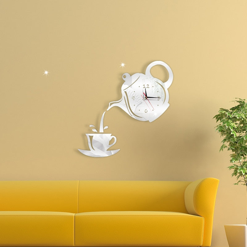 Teapot and Cup Themed Decorative Wall Clock