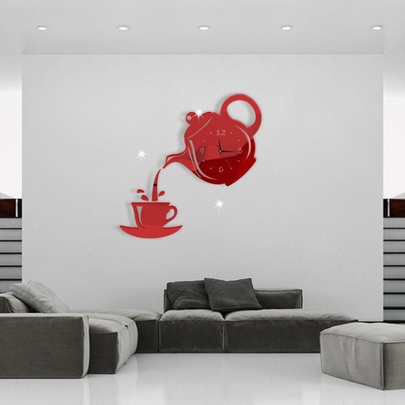 Teapot and Cup Themed Decorative Wall Clock