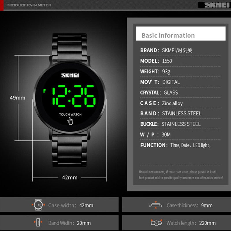 Touch Screen Digital Wristwatch for Men