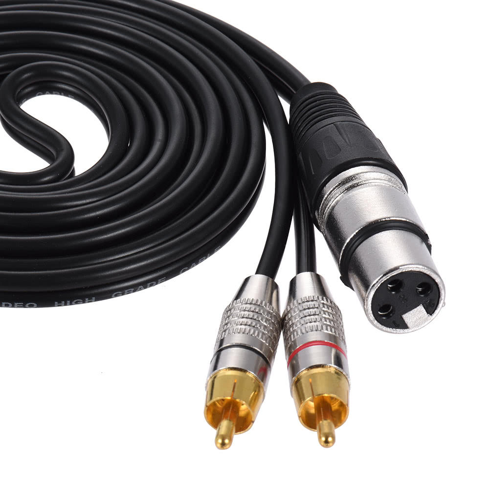 XLR Female to RCA Male Stereo Audio Cable for Microphones & Amplifiers