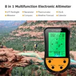 8-in-1 Digital Altimeter: LCD Backlight, Mini Barometer, Compass, Thermometer, Weather Forecast, Clock & Calendar – Ideal for Outdoor Adventures