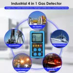 SMART SENSOR 4-in-1 Rechargeable Gas Detector – Portable Multi Gas Monitor with LCD Display