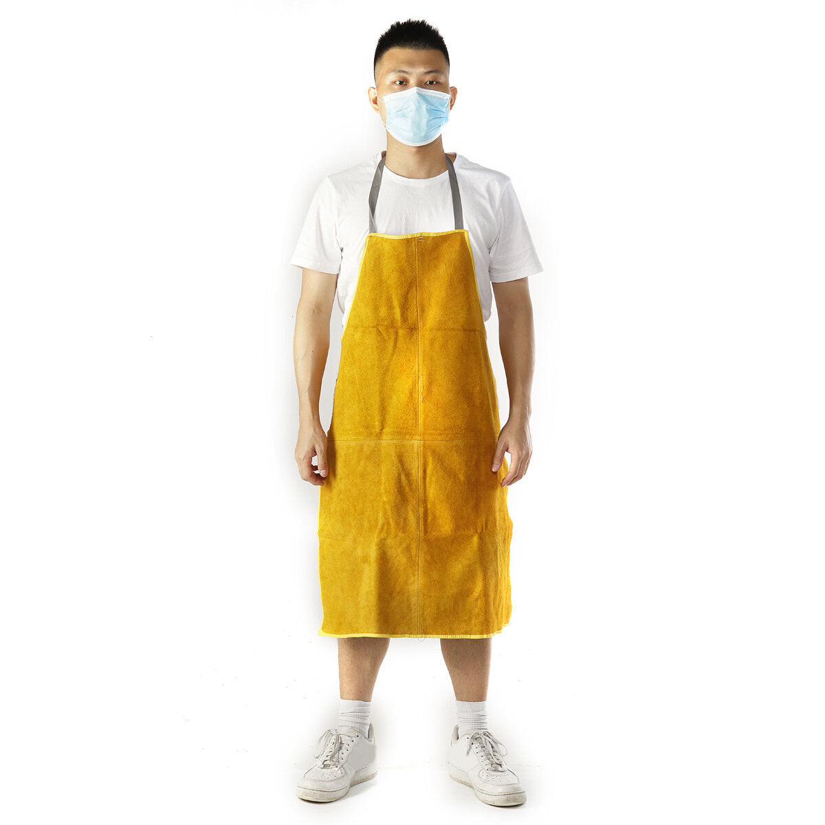 Thorn-Proof Yellow Leather Apron for Gardening and Welding