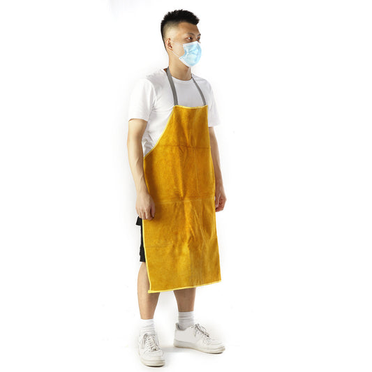 Thorn-Proof Yellow Leather Apron for Gardening and Welding