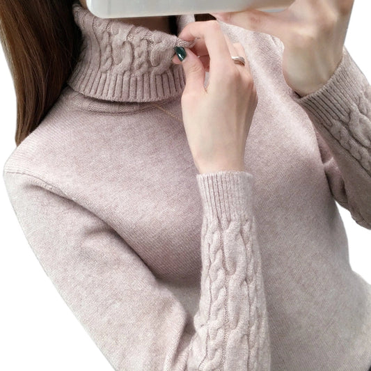 Women Sweater Turtleneck Pullovers Autumn Winter Sweaters New 2023 Long Sleeves Thick Warm Female Sweater Khaki