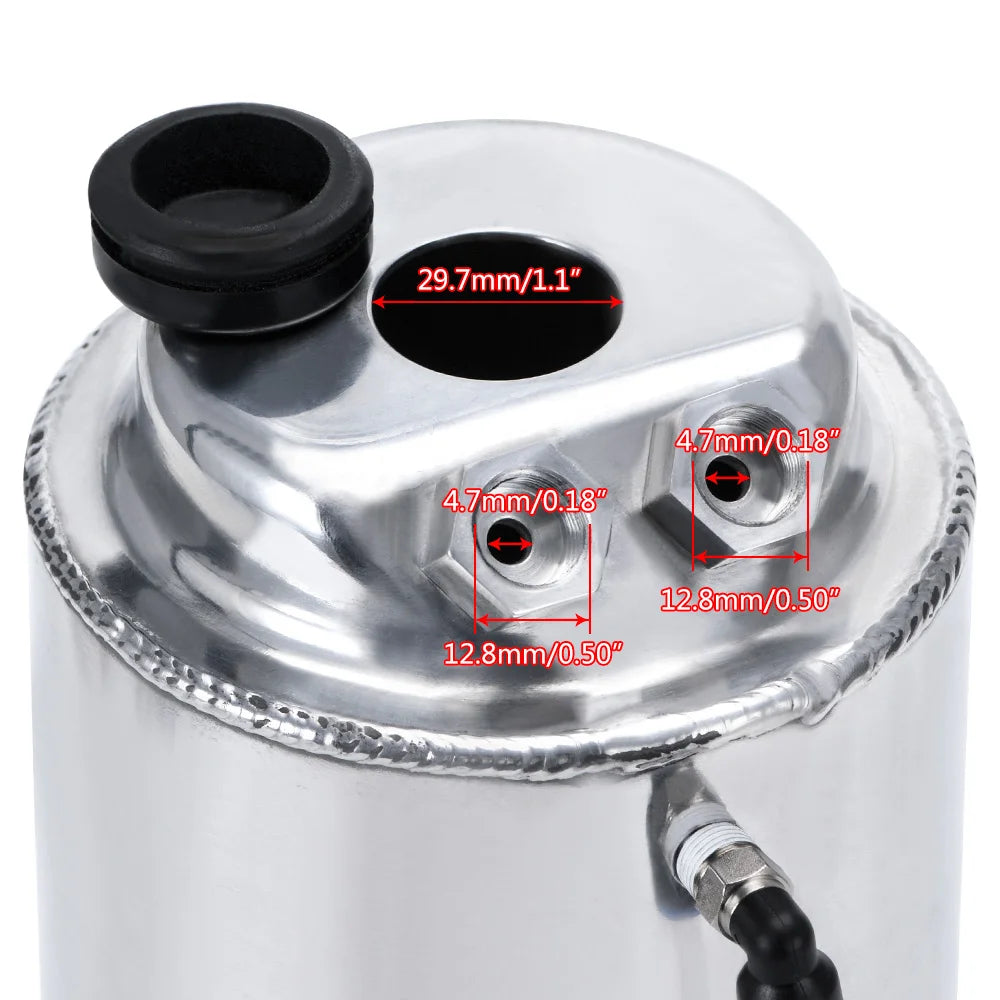 WLR RACING - 2L 2 LITRE ALUMINIUM POLISHED ROUND OIL CATCH CAN TANK WITH BREATHER FILTER WLR-TK01