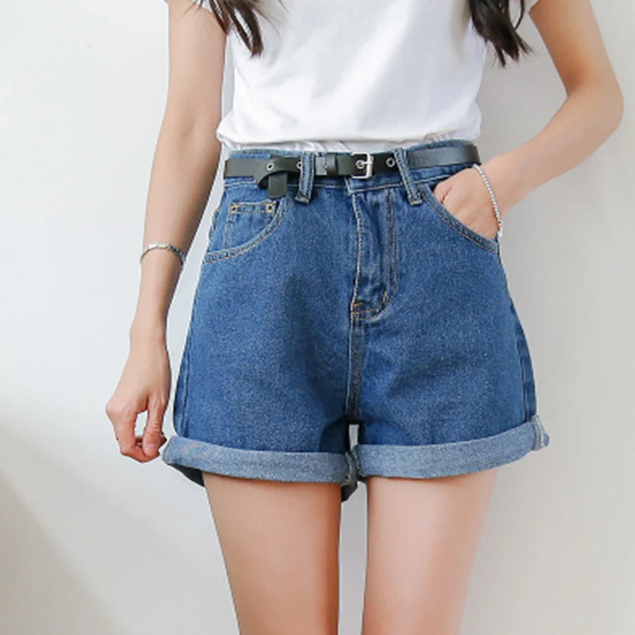 2024 Denim Shorts for Women, Harajuku Summer Clothing, High Waist Jeans, Slim Short Pants, Female Cuffs, Casual Gift, 2XL