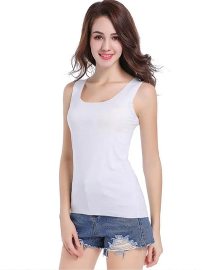 High Quality 2022Summer Solid Seamless Women Tank Tops Soft Modal Vest Sleeveless T Shirt Female White Tanks No-trace TOPS