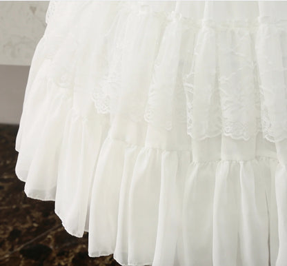 Lolita Cosplay Petticoats Halloween White Black Chiffon Lace Short Ball Gown Crinoline Bridal Petticoats Underskirt