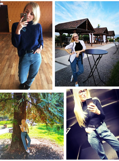 1886 Youaxon Cotton Vintage High Waist Mom Baggy Jeans Women`s Blue Denim Pants Boyfriend Jean Femme Jeans For Girls