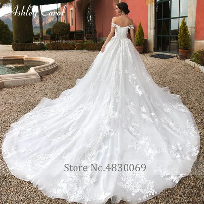 Ashley Carol Luxury Wedding Dresses For Women 2023 Beaded Sweetheart Princess Appliques Lace Up Wedding Gown Vestidos De Novia