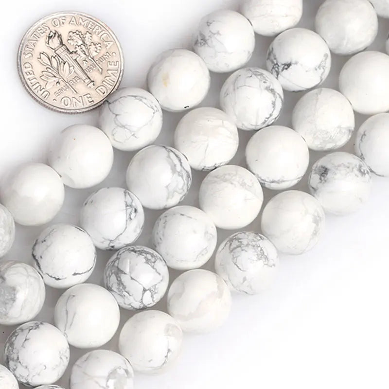 Natural Stone White Howlite Round Loose Beads For Jewelry Making Strand 15" DIY Beacelet Necklace Jewelry Making