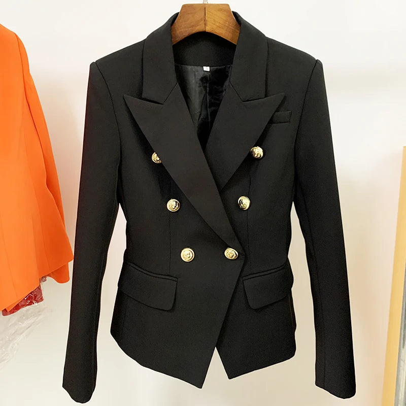 HIGH QUALITY Classic Fashion 2024 Star Style Designer Jacket Women's Slim Fitting Metal Buttons Blazer Plus size S-4XL