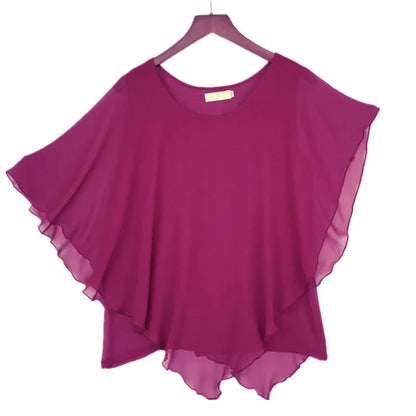 roupas plus size femininas gordinha sexy Ladies Chiffon Blouses ,Batwing sleeve top mujer women asymmetric shirts blusas koszule