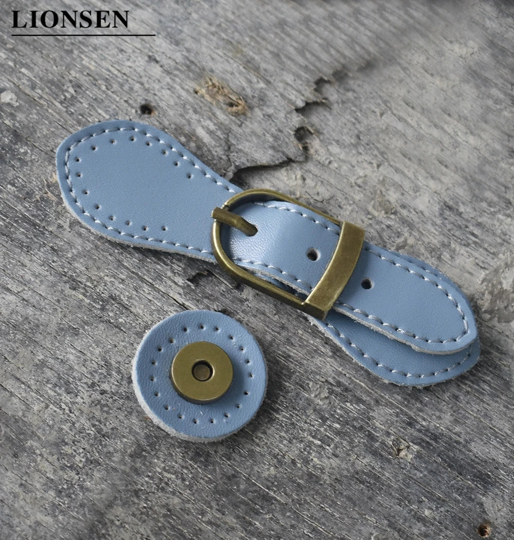 Lionsen Bag Magnetic Buttons Genuine Leather Bronze Hasp Buckle for Women Handmade DIY Crossbody Handbag Fastener Accessories KZ