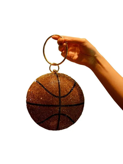 Women Glitter Basketball Prom Handbag Ladies Wedding Party Evening Clutch Banquet Purse Shoulder Bag