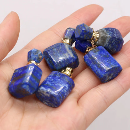 2021 New Style Hot Sale Natural Stone Perfume Bottle Pendant Irregular Lapis lazuli For Jewelry Making DIY Necklace Accessory