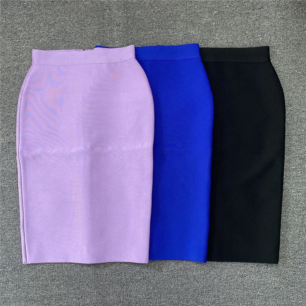 High Quality Women New Rayon Bandgae Skirt Elegant Pencil Skirt Celebrity Sexy Club Party Wear Vintage Vestios