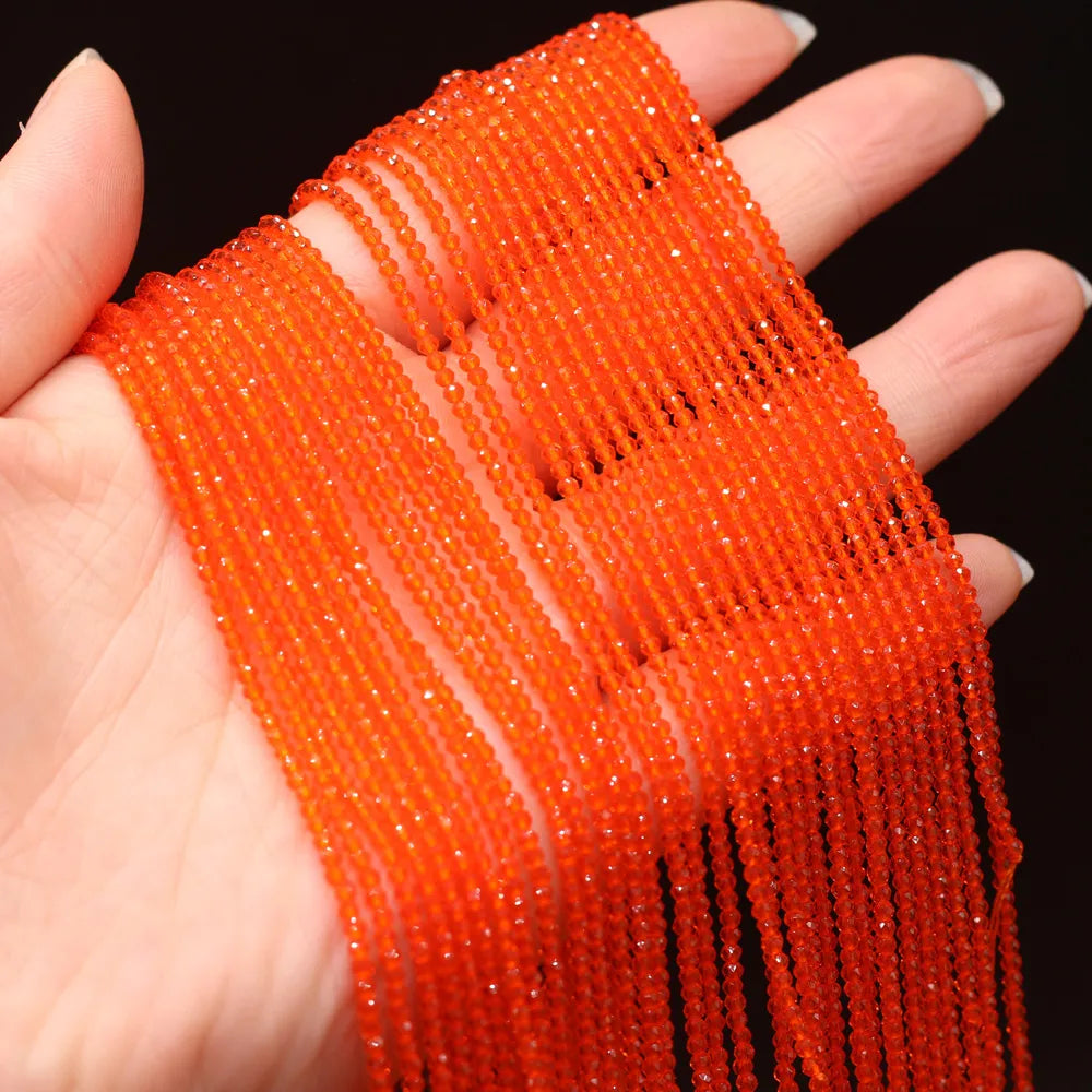 Beads 2MM Natural Semi-Precious Stone Spinel Orange Red Loose Bead for Girls Jewelry Making DIY Bracelet Necklace Waist Beads