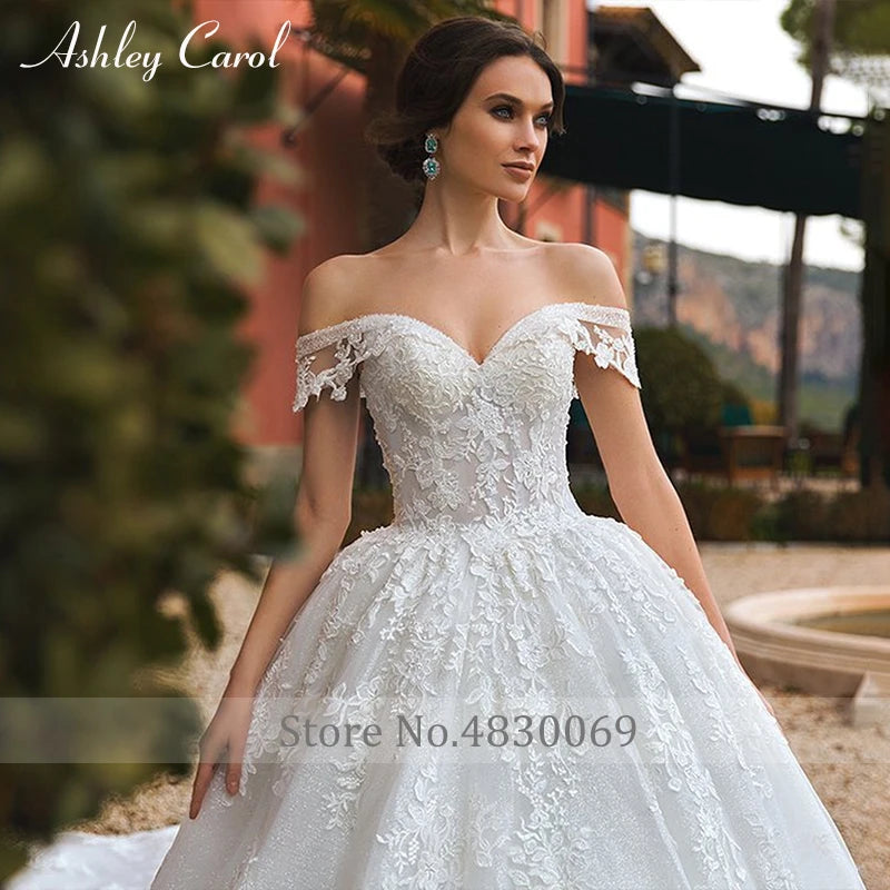 Ashley Carol Luxury Wedding Dresses For Women 2023 Beaded Sweetheart Princess Appliques Lace Up Wedding Gown Vestidos De Novia