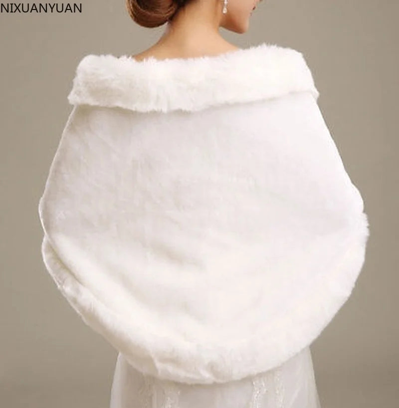 Wholesale Womens White Ladies Wedding Shawl Faux Fur Cashmere Bride Cape Winter Shrug Bolero 2023