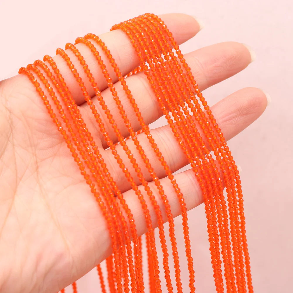 Beads 2MM Natural Semi-Precious Stone Spinel Orange Red Loose Bead for Girls Jewelry Making DIY Bracelet Necklace Waist Beads