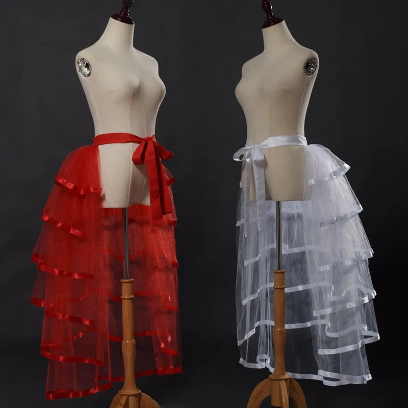 Steampunk Tutu  Skirt for Women Gothic Punk Sexy Lolita Cocktail Party Puffy Ruffle Tie Up Bustle Overskirts