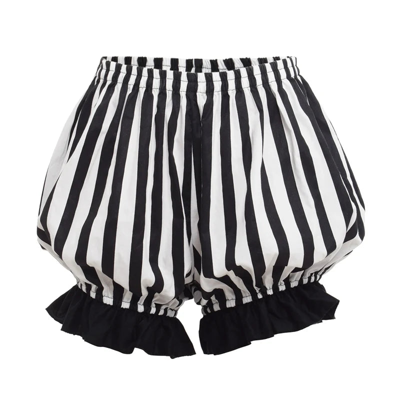 Lolita Bloomers Women Vintage Cosplay Bottoming Pumpkin Striped Short Shorts