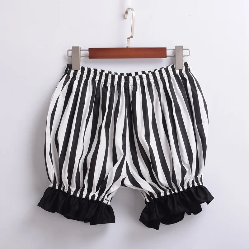 Lolita Bloomers Women Vintage Cosplay Bottoming Pumpkin Striped Short Shorts