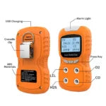 Portable 4-Gas Monitor: Digital Detector with Rechargeable Display and Alarm