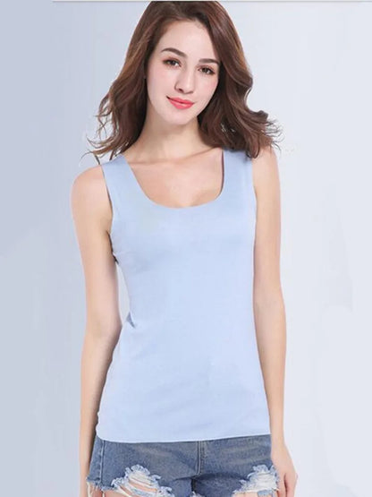 High Quality 2022Summer Solid Seamless Women Tank Tops Soft Modal Vest Sleeveless T Shirt Female White Tanks No-trace TOPS