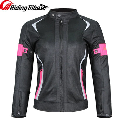 Women Motorcycle Jacket Summer Lady Coat Riding Raincoat Motorbike Safety Suit with Protective Pads and Waterproof Liner JK-52