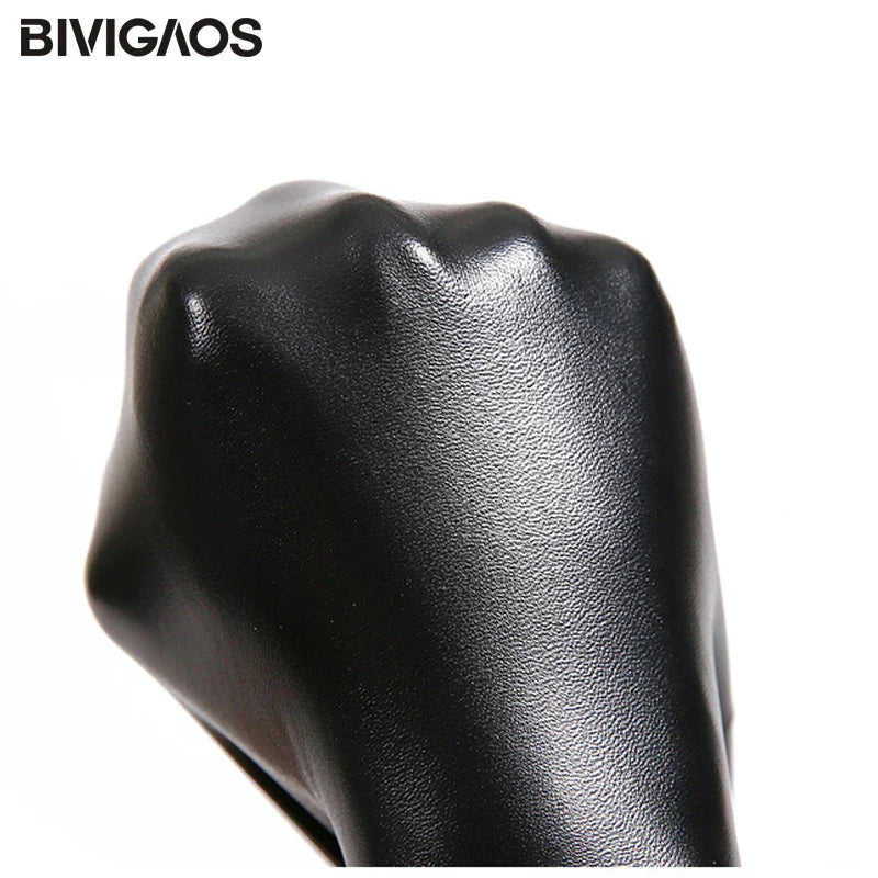 BIVIGAOS Womens Autumn Winter High Waist PU Leather Leggings Pants Sexy Black Warm Leggings Female Shinny Elastic Trousers Women